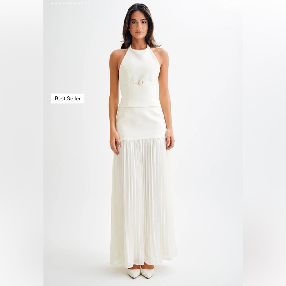Meshki Jillian Pleated Maxi Skirt and Letitia Halter Top